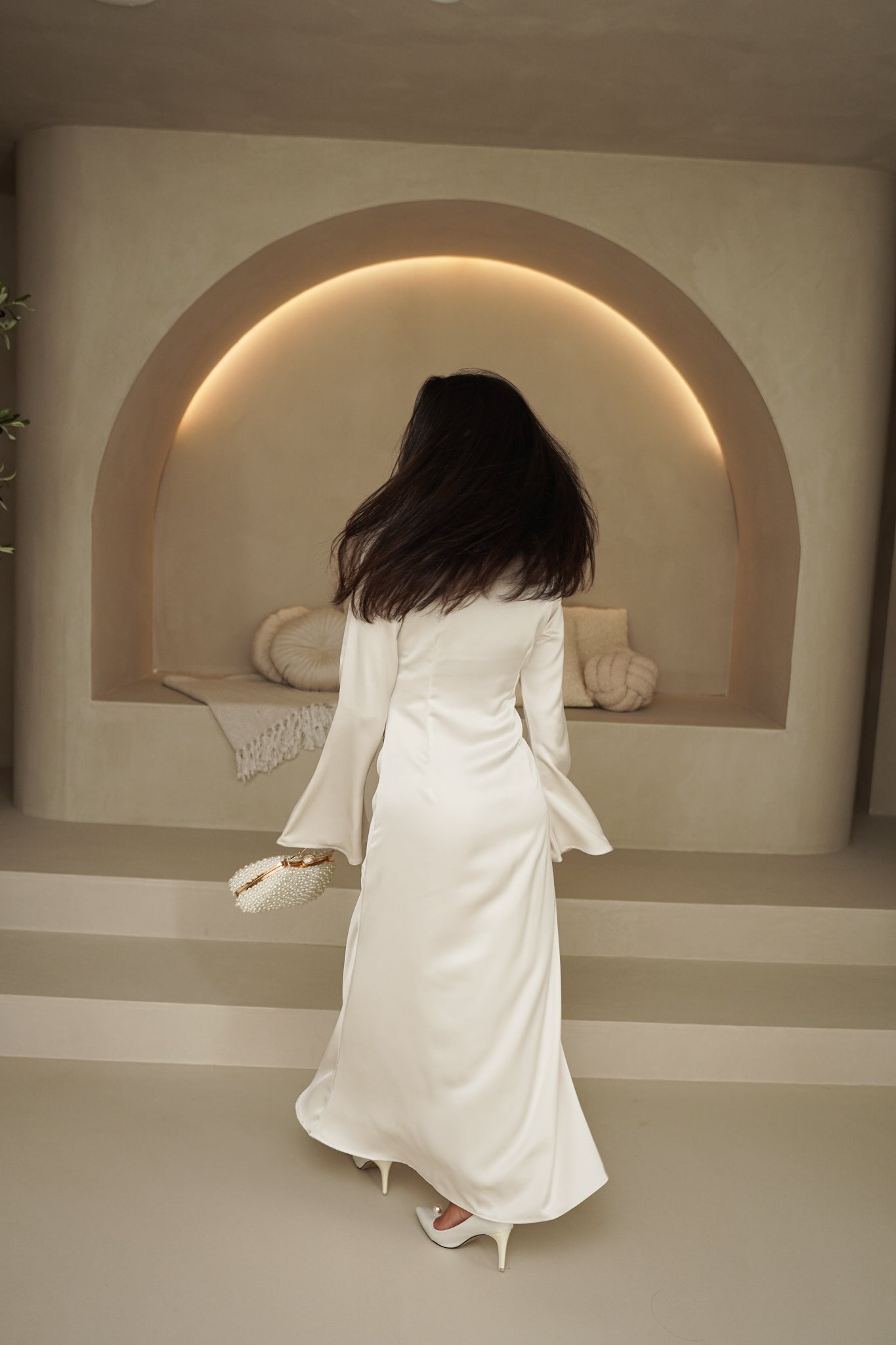 Amsterdam-Kleid Satin schick weiß